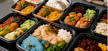 Variety of fresh prepared meal trays